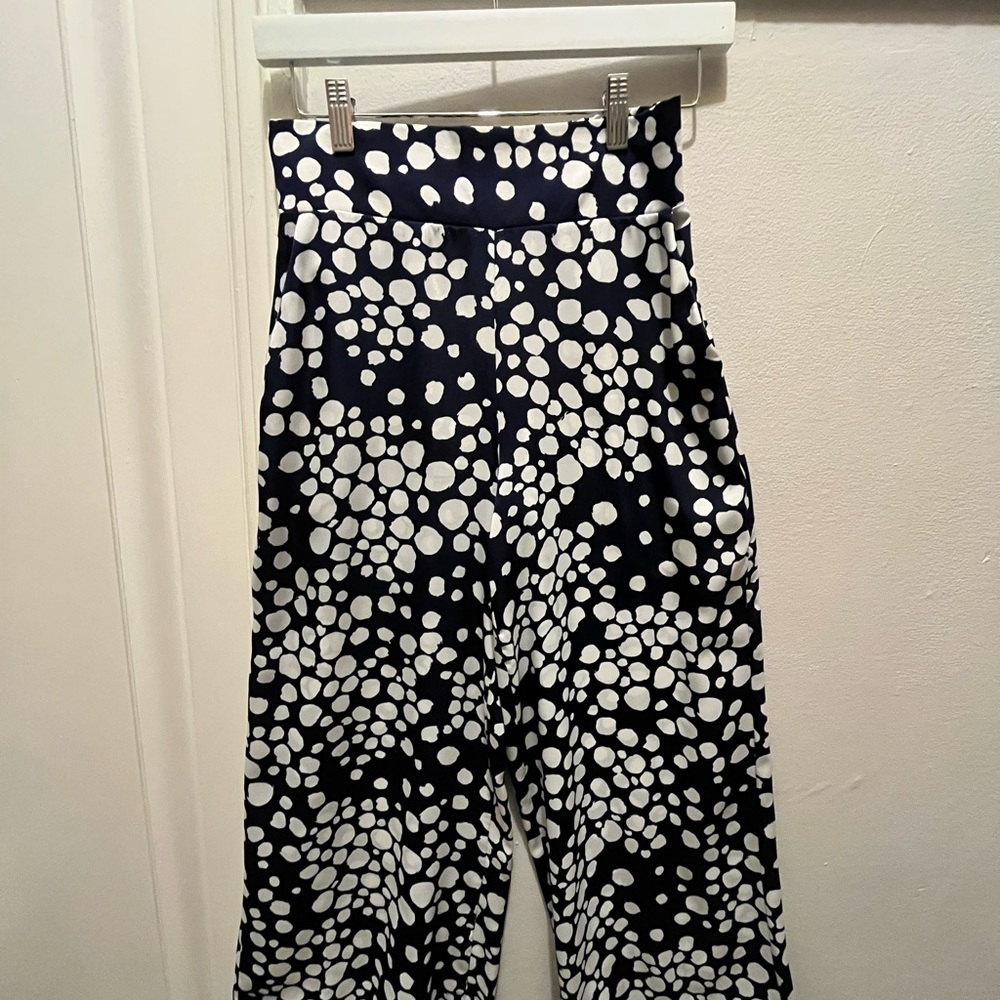 MISA LA White Polka Dot wide cropped pant